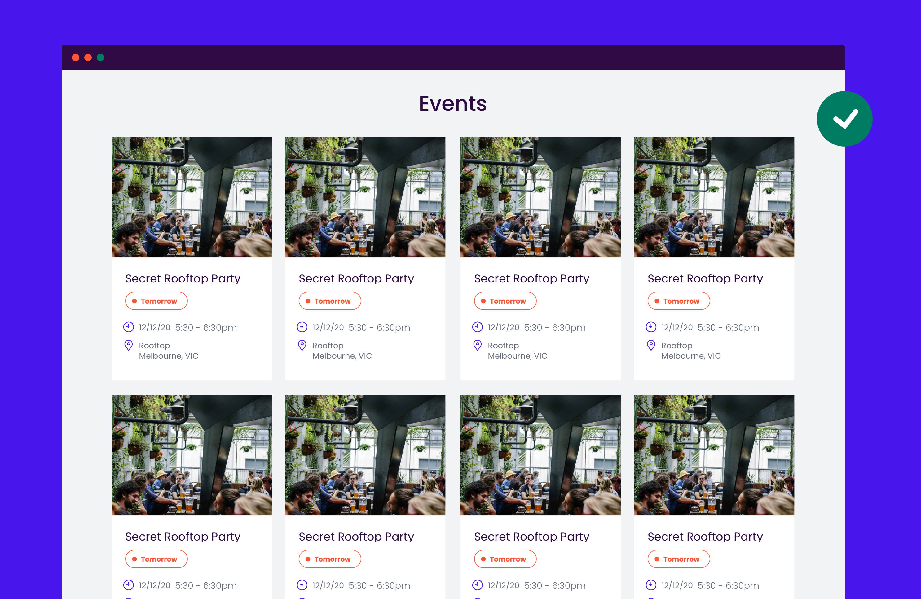 Event page with design QA