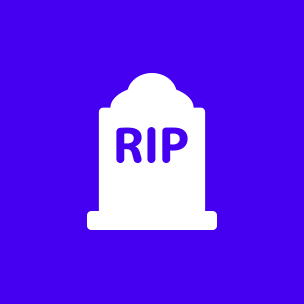 Silhouette of a grave stone with RIP written on it