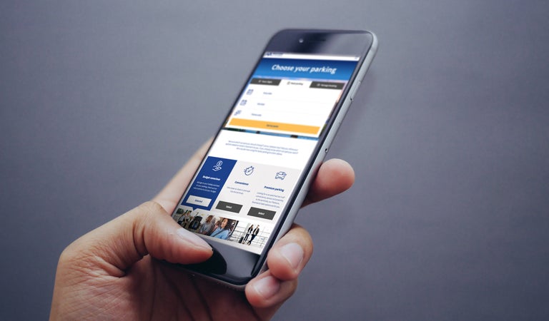 Melbourne Airport website on a mobile phone